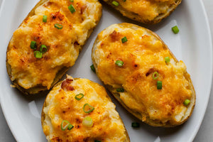 Cheesy Bacon Stuffed Potatoes With Coleslaw