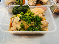 Mustard, Leek & Tarragon Chicken Drummies With Roasted Veg & Greens
