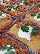 Grilled Veg & Tomato Salsa Enchiladas With Mexican Rice & Sour Cream