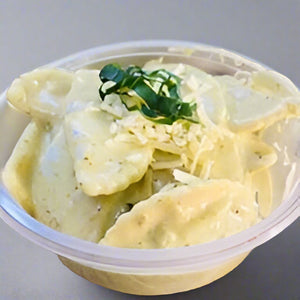 Spinach & Ricotta Ravioli in Creamy Basil Pesto & Sundried Tomato Sauce